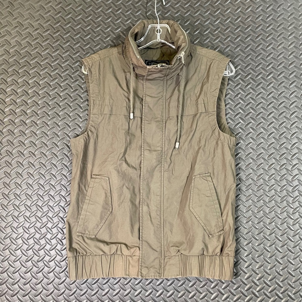 21 Men All American Brand Los Angeles Olive Green Full Zip Vest Men's Size Small